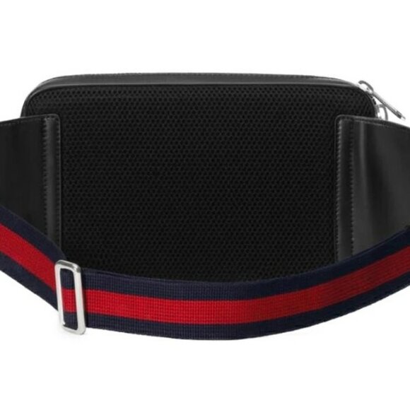 Authentic Gucci GG Supreme Sling Backpack Waist Crossbody Bag Black Leather Mens - Picture 5 of 14